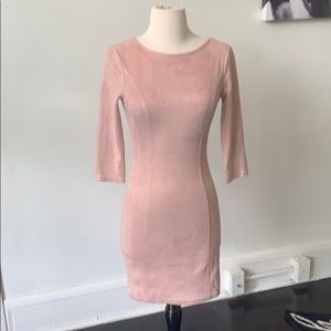 Faux Suede Blush Backless Mini Dress